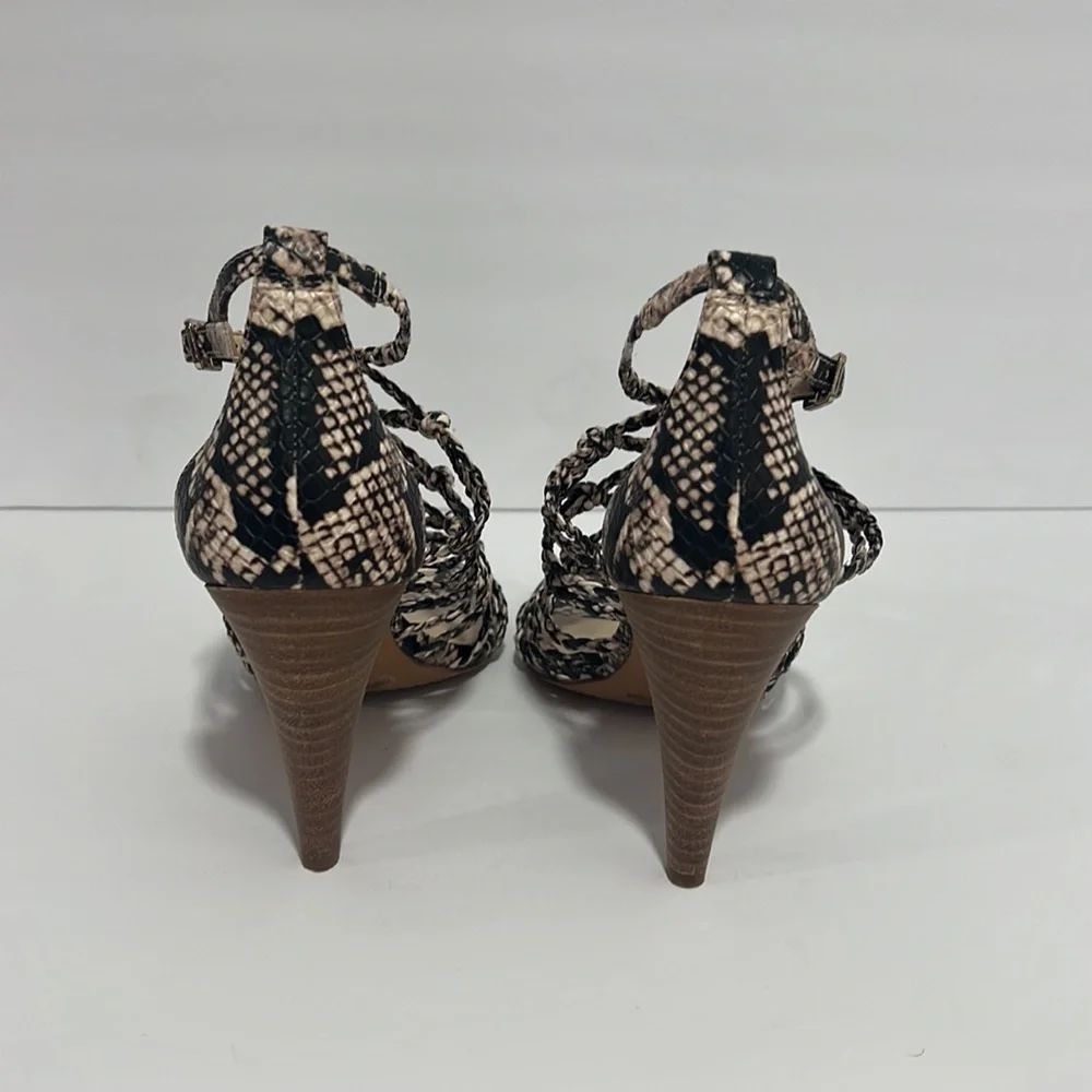 VINCE CAMUTO Women's Strappy Snake Print Heels Sz 7.5 - Picture 5 of 9